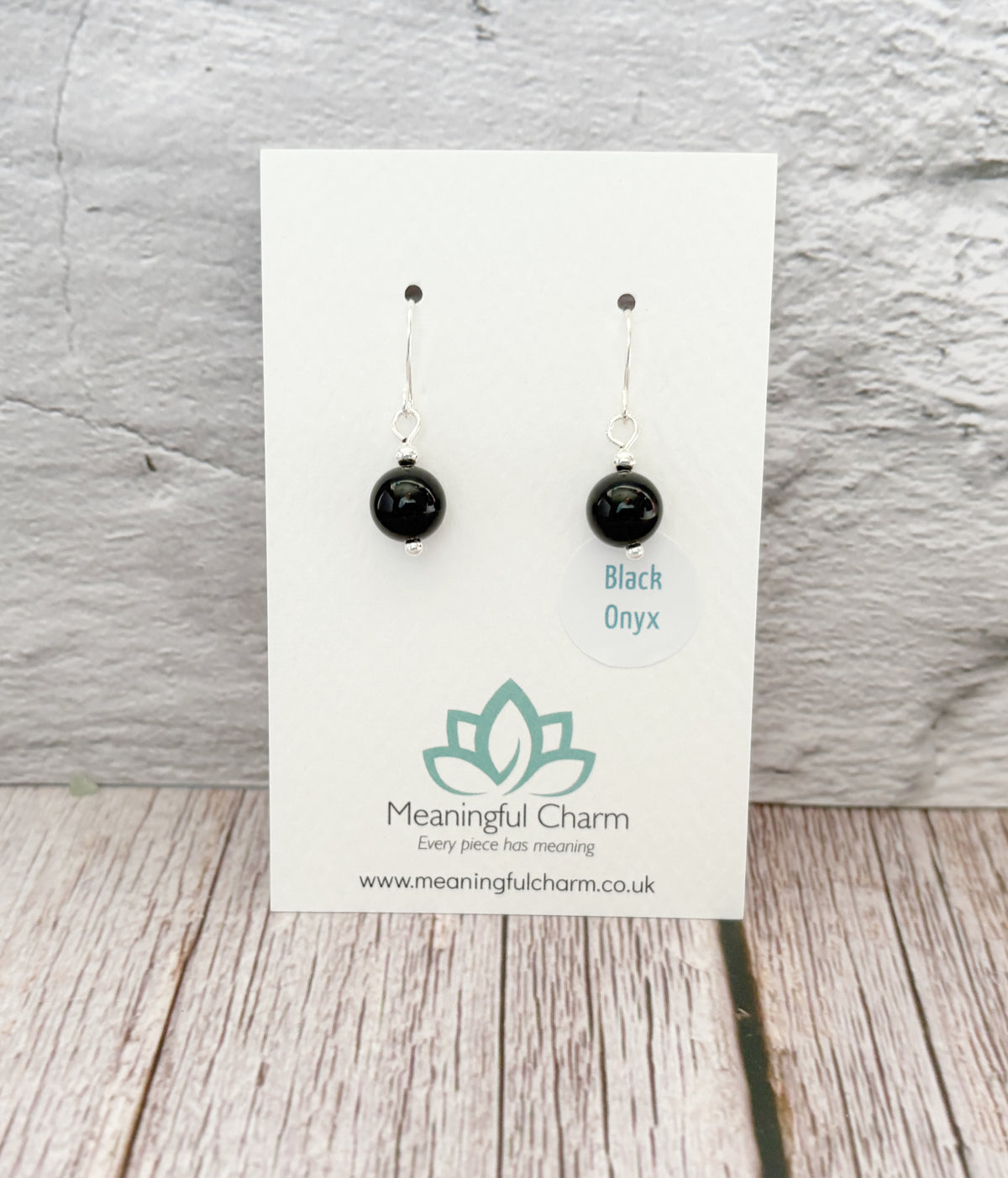 Black Onyx Crystal Earrings | Silver Gemstone Dangle Drop