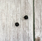 Black Tourmaline Crystal Earrings | Silver Gemstone Dangle Drop