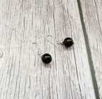 Black Tourmaline Crystal Earrings | Silver Gemstone Dangle Drop