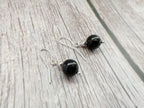 Black Tourmaline Crystal Earrings | Silver Gemstone Dangle Drop