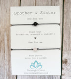 Brother and Sister Matching Crystal Cord Bracelet Set | Sibling Gift