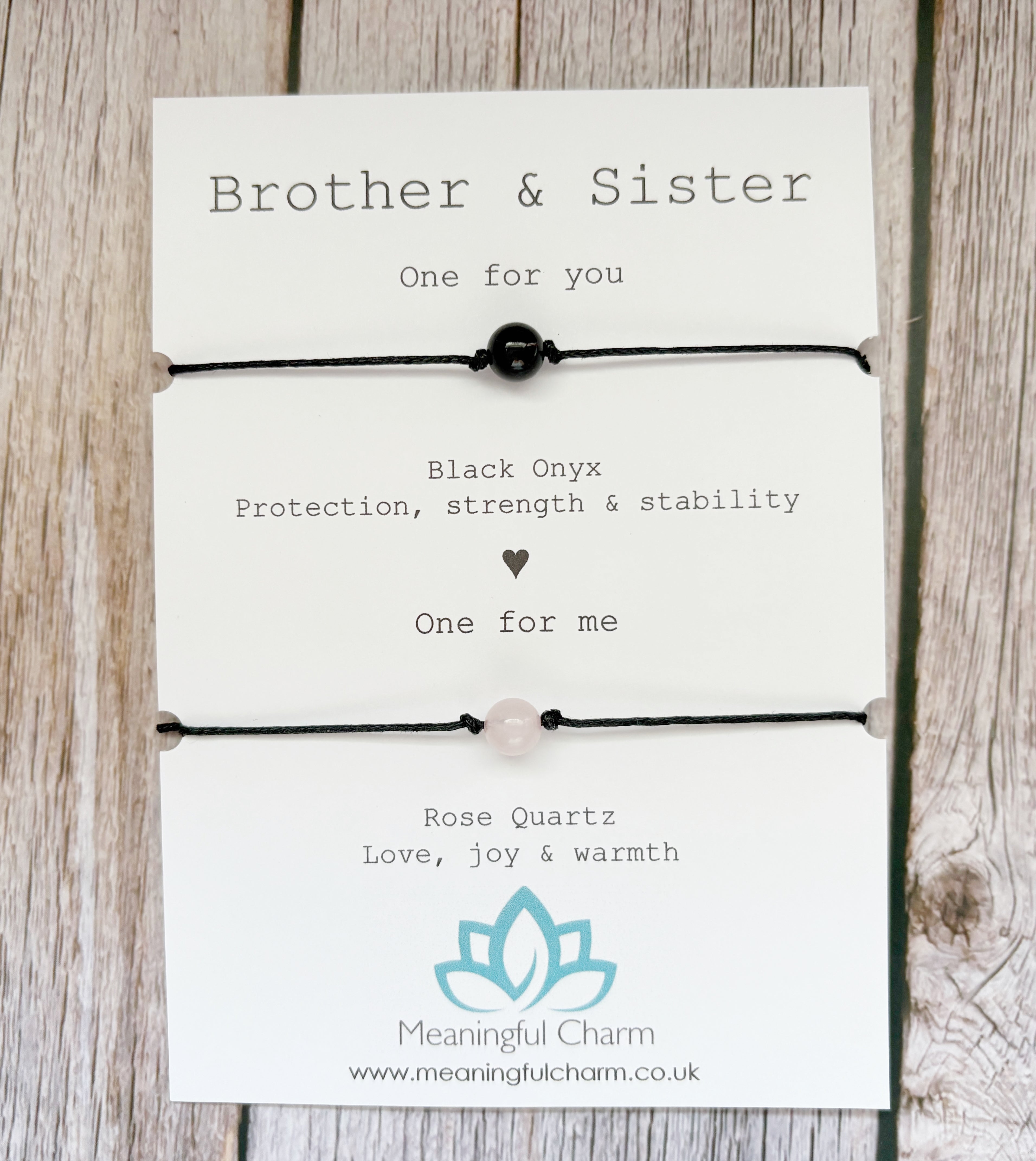 Brother and Sister Matching Crystal Cord Bracelet Set | Sibling Gift