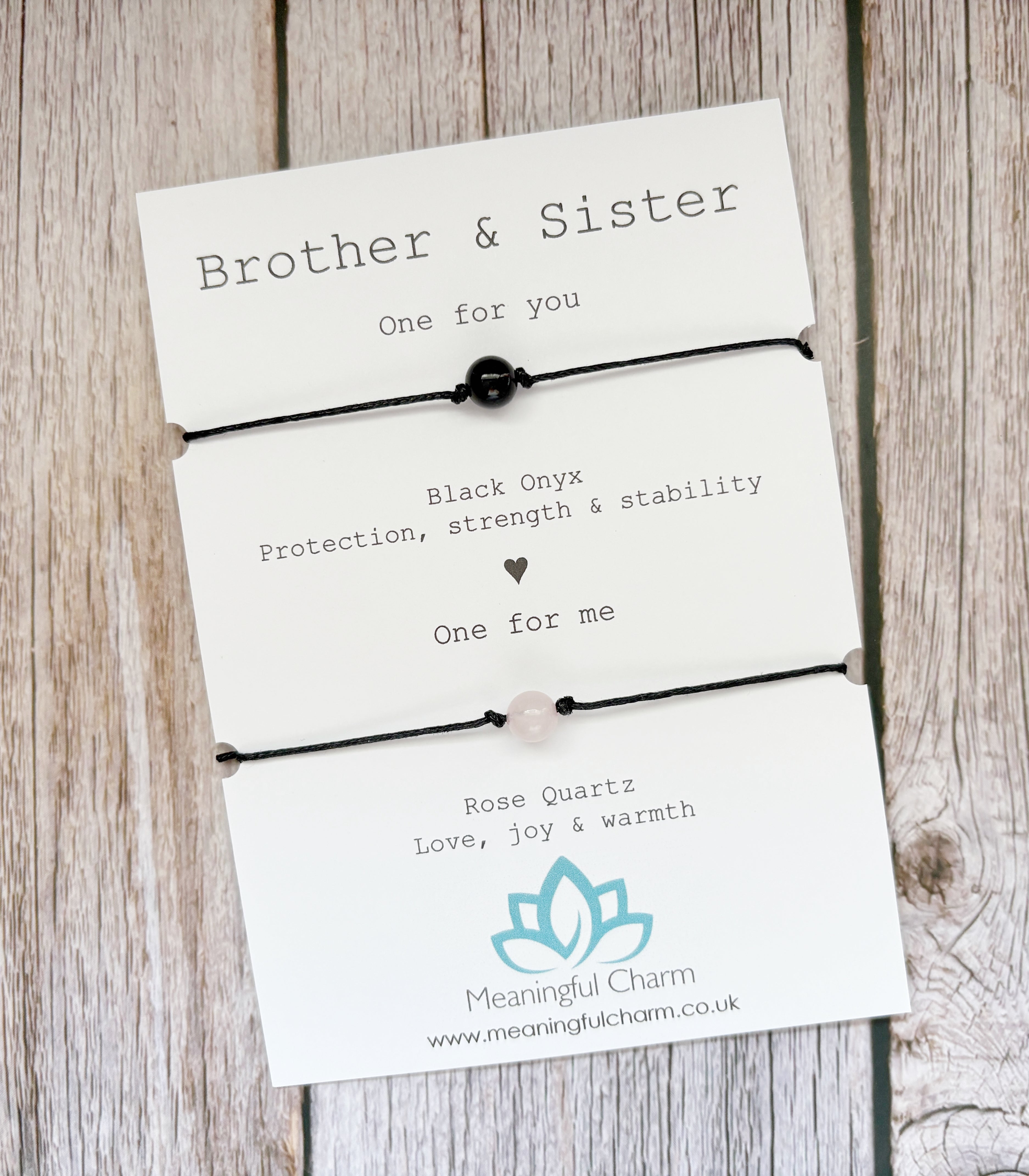 Brother and Sister Matching Crystal Cord Bracelet Set | Sibling Gift