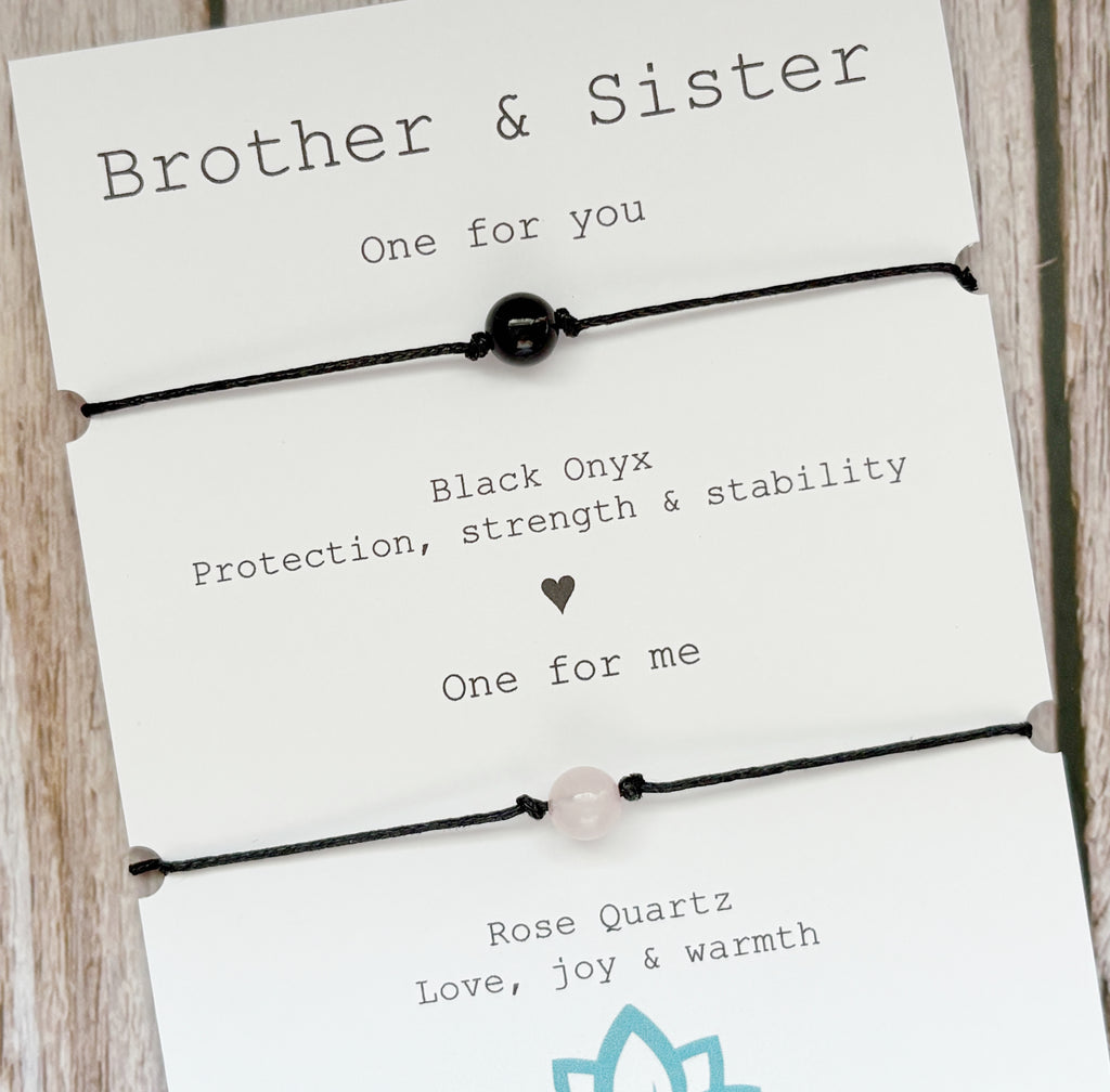 Brother and Sister Matching Crystal Cord Bracelet Set | Sibling Gift