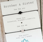 Brother and Sister Matching Crystal Cord Bracelet Set | Sibling Gift