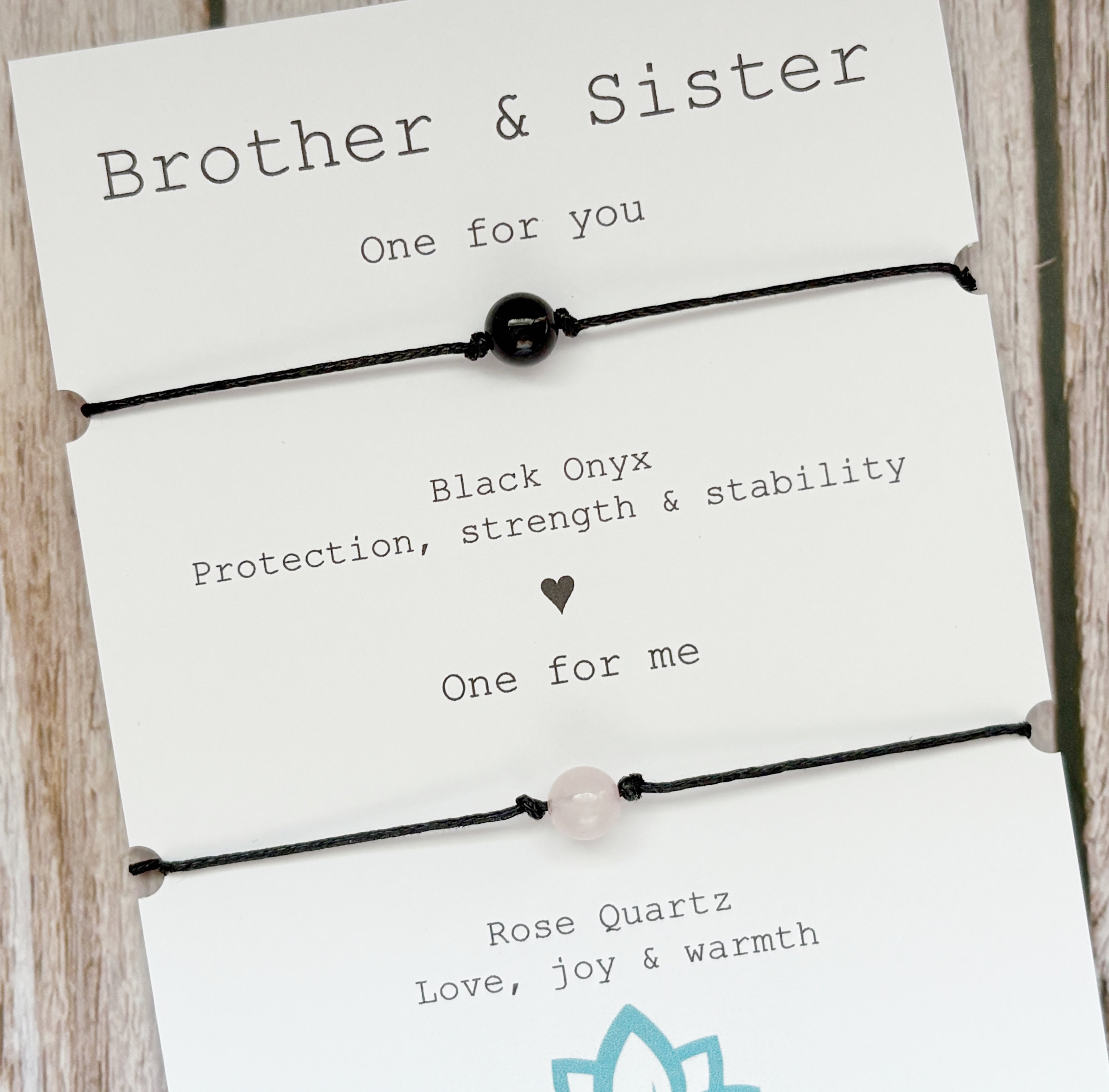 Brother and Sister Matching Crystal Cord Bracelet Set | Sibling Gift