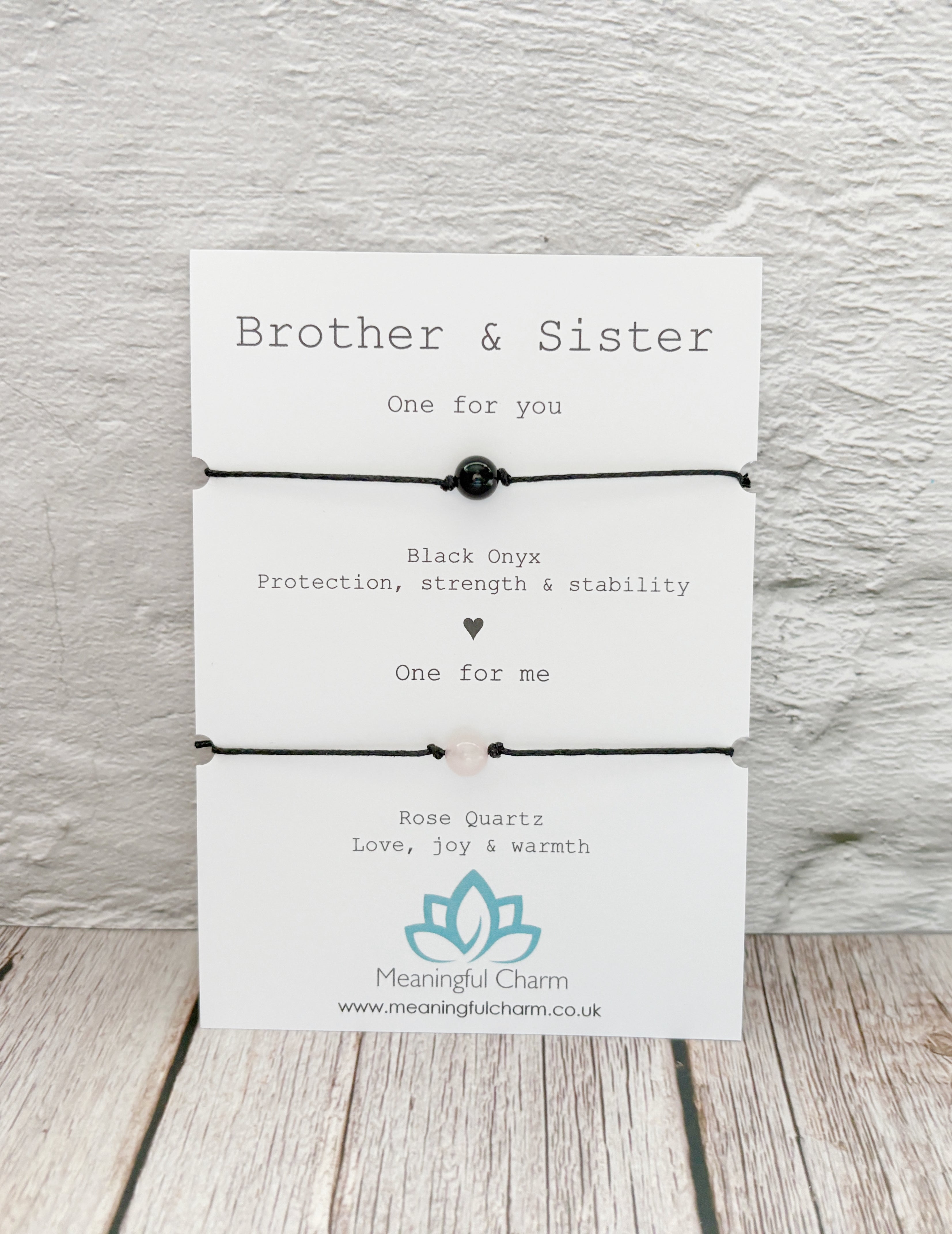 Brother and Sister Matching Crystal Cord Bracelet Set | Sibling Gift