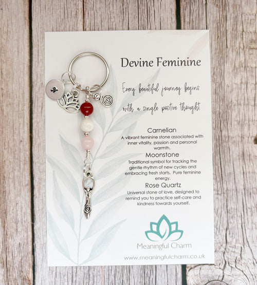 Personalised Devine Feminine Charm Keyring for Expecting Mothers and new mum gifts
