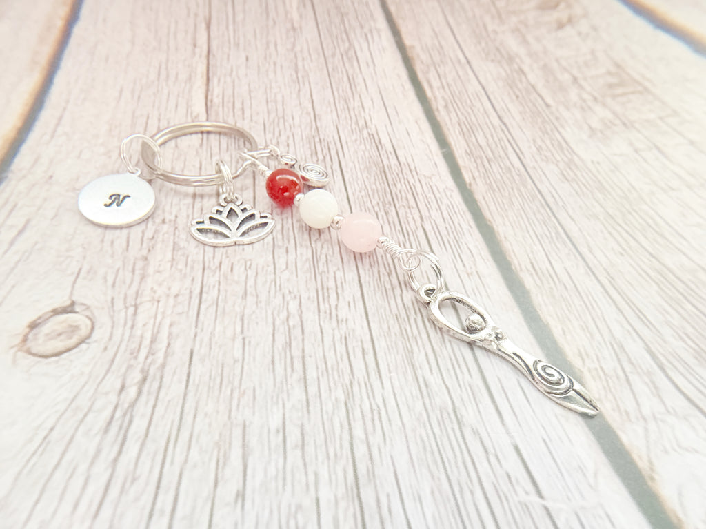 Personalised Devine Feminine Charm Keyring for Expecting Mothers and new mum gifts