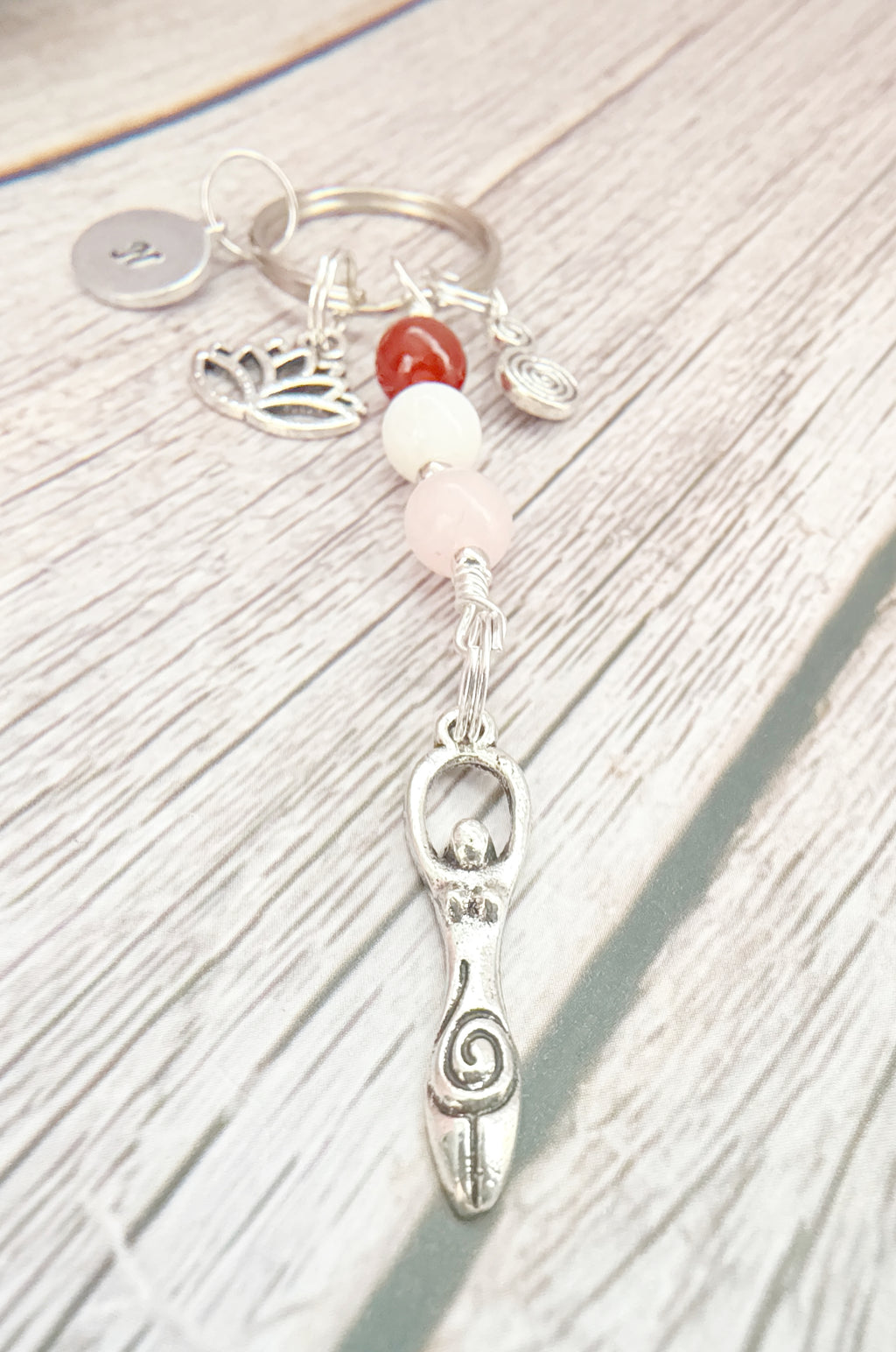 Personalised Devine Feminine Charm Keyring for Expecting Mothers and new mum gifts