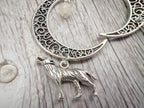 Crystal Raven Moon Earrings | Gothic Crescent Moon & Wolf Jewellery
