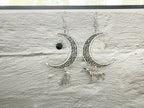 Crystal Raven Moon Earrings | Gothic Crescent Moon & Wolf Jewellery