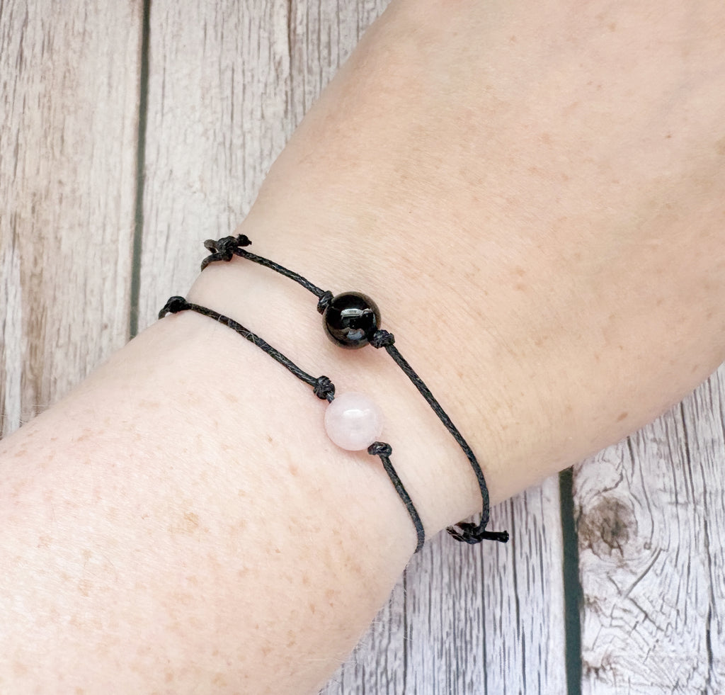 Brother and Sister Matching Crystal Cord Bracelet Set | Sibling Gift