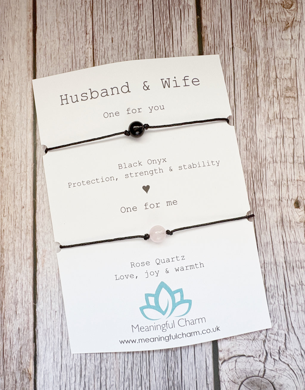 Husband and Wife Matching Crystal Cord Bracelet Set for Wedding Anniversary Gifts