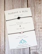 Husband and Wife Matching Crystal Cord Bracelet Set for Wedding Anniversary Gifts