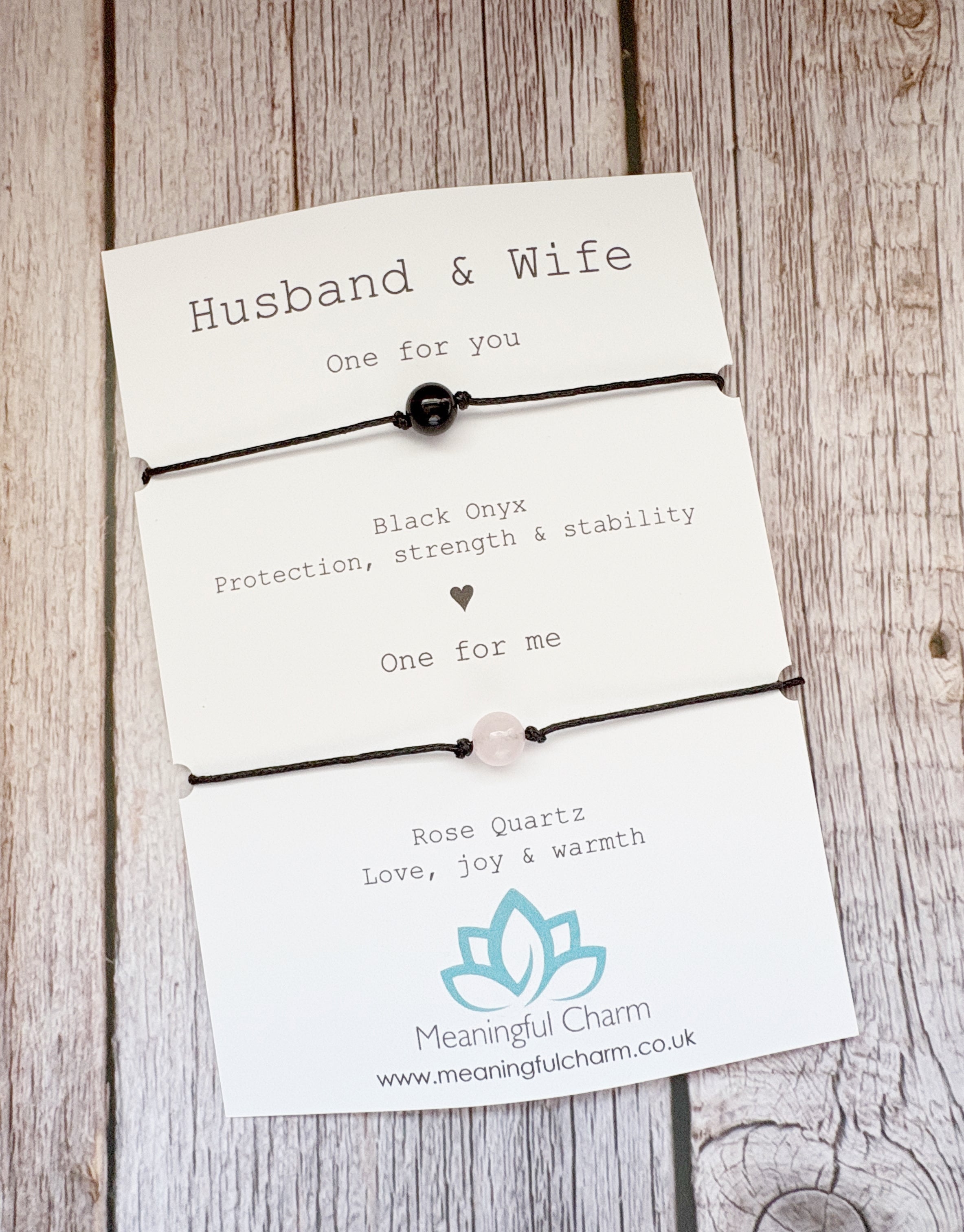 Husband and Wife Matching Crystal Cord Bracelet Set for Wedding Anniversary Gifts