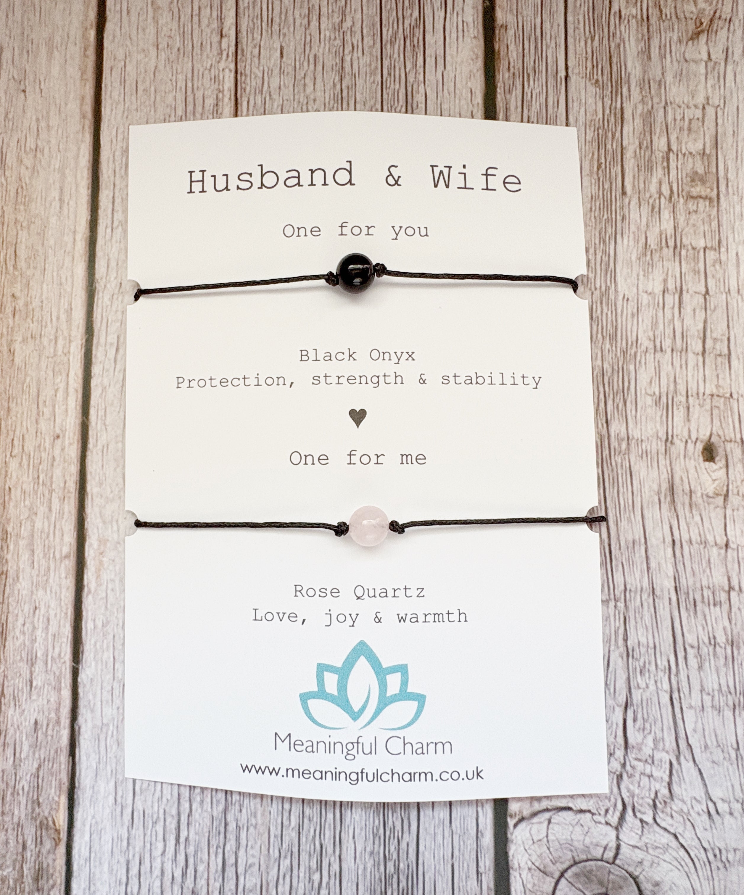 Husband and Wife Matching Crystal Cord Bracelet Set for Wedding Anniversary Gifts