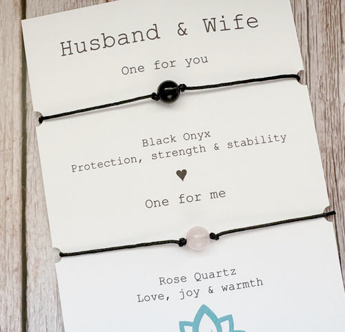 Husband and Wife Matching Crystal Cord Bracelet Set for Wedding Anniversary Gifts