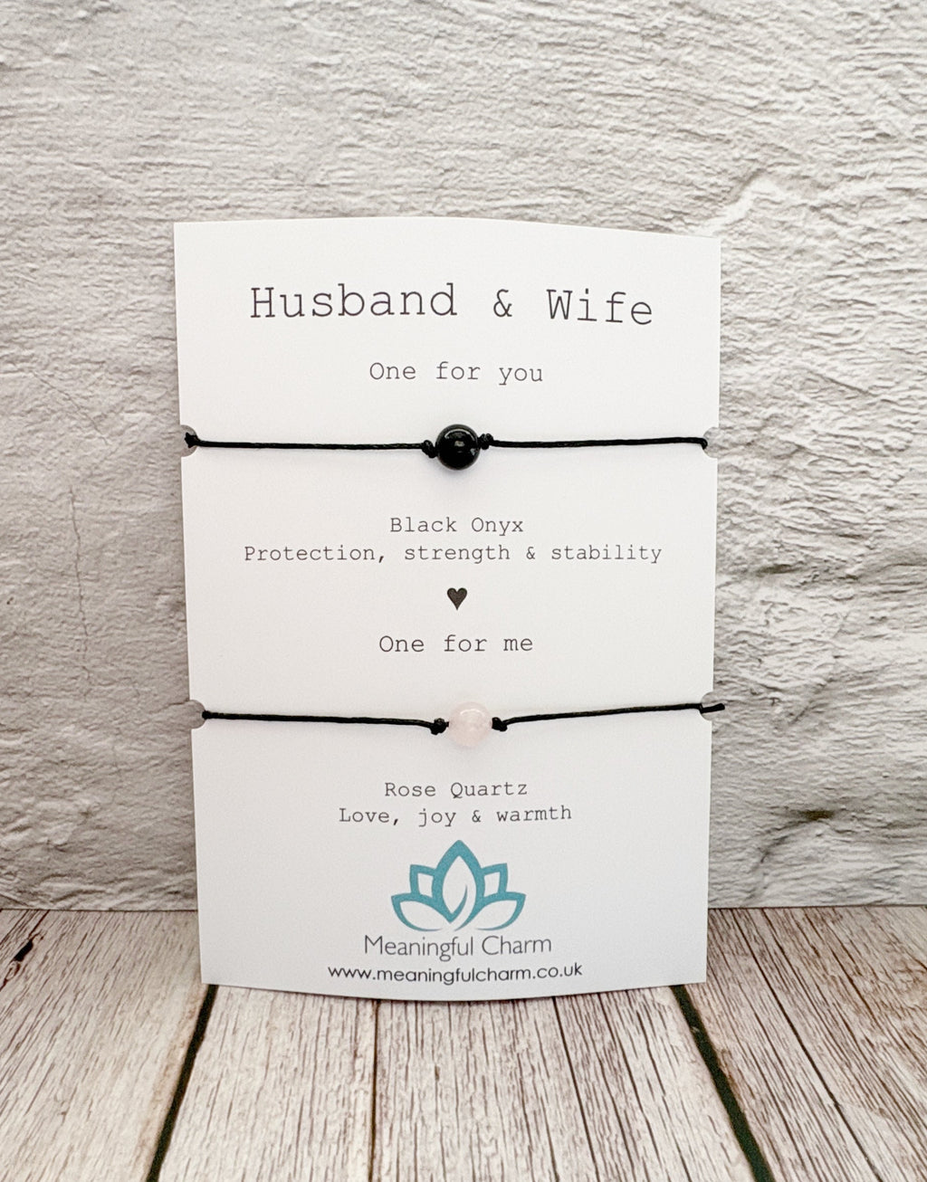 Husband and Wife Matching Crystal Cord Bracelet Set for Wedding Anniversary Gifts