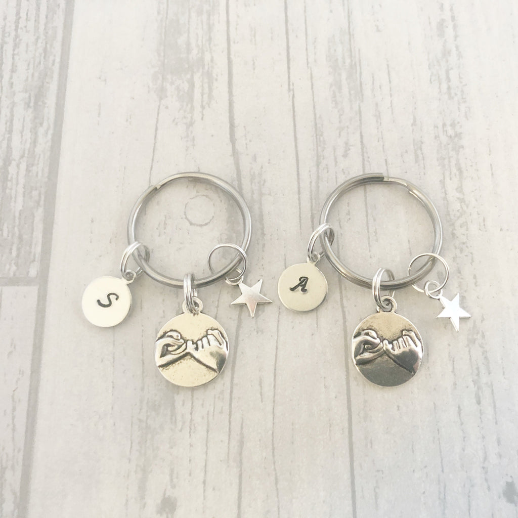 Personalised Matching Pinky Swear Keyring Set, Unbreakable Bond