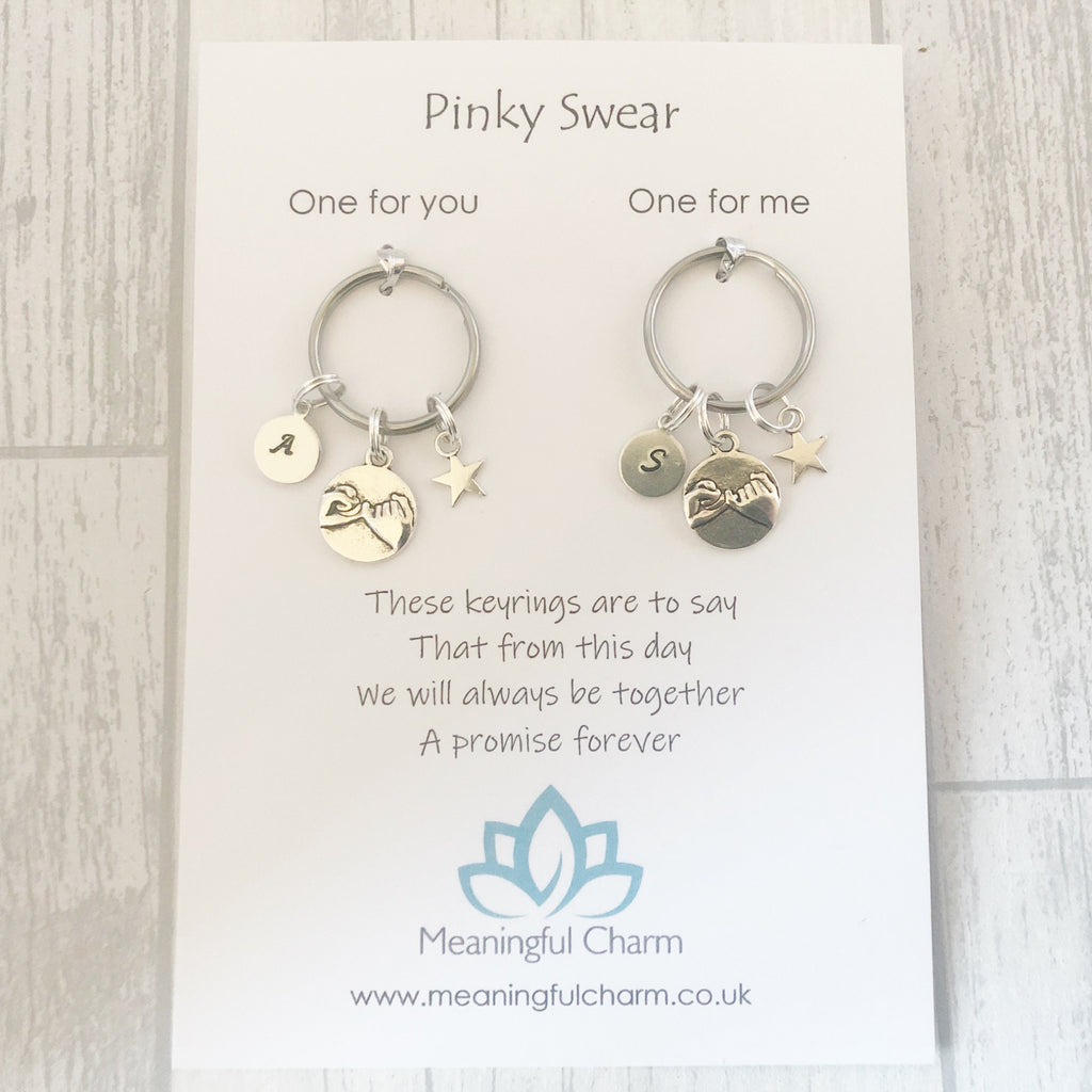 Personalised Matching Pinky Swear Keyring Set, Unbreakable Bond