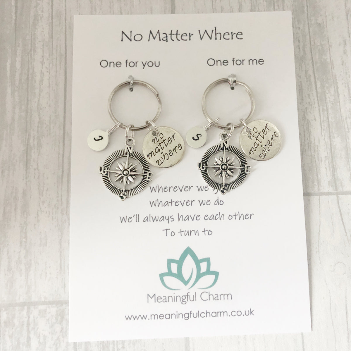 No Matter Where Keyring Set | Compass Keepsake Gift