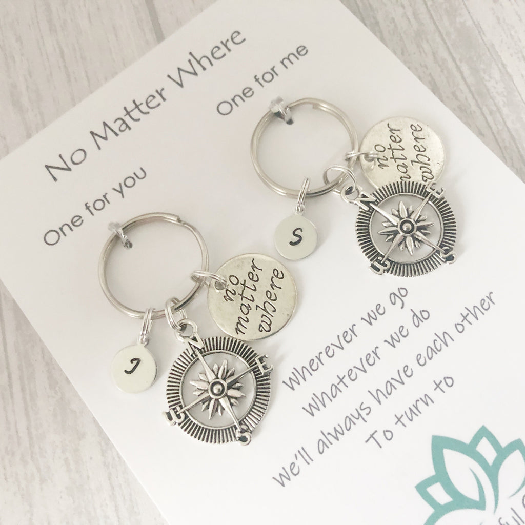 No Matter Where Keyring Set | Compass Keepsake Gift