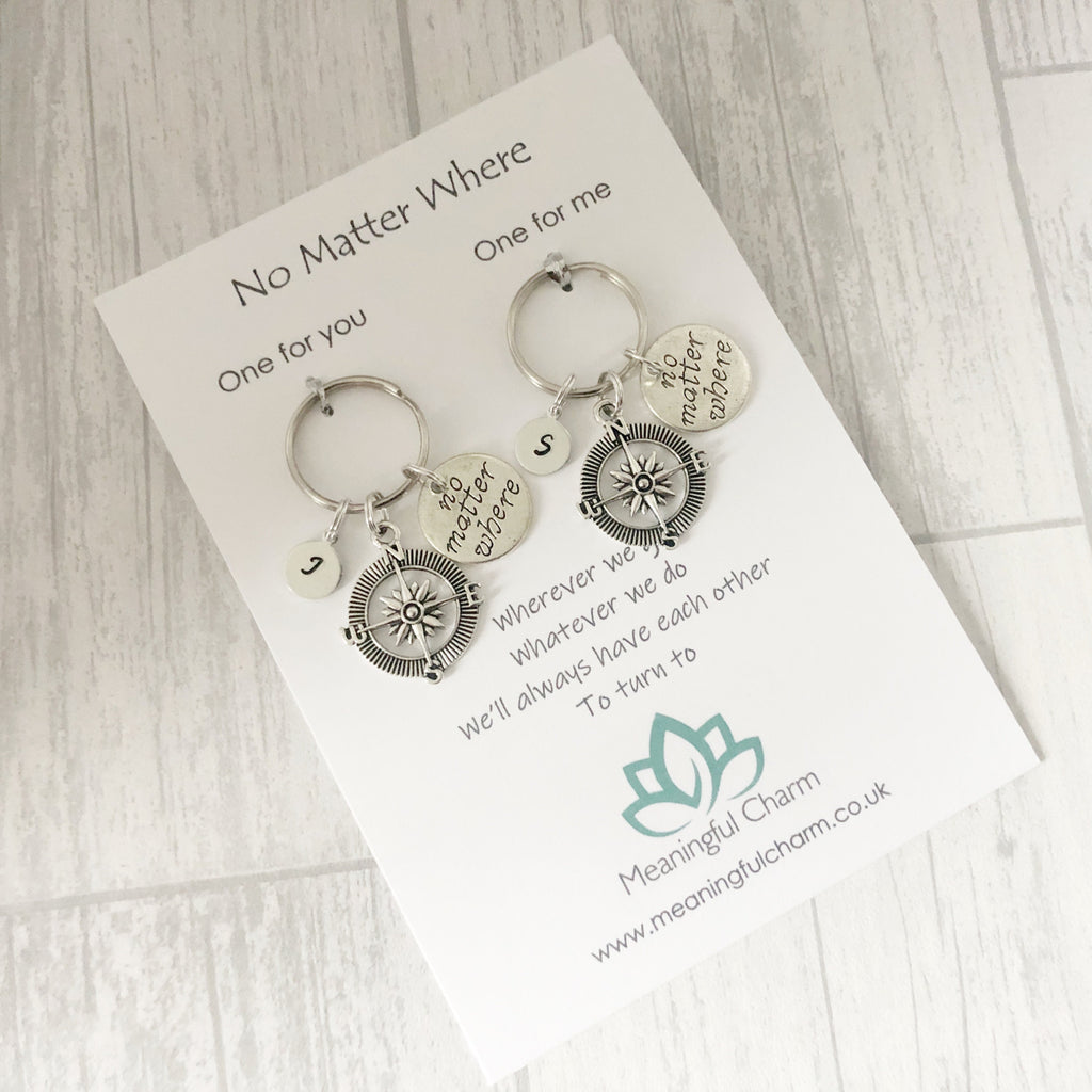 No Matter Where Keyring Set | Compass Keepsake Gift