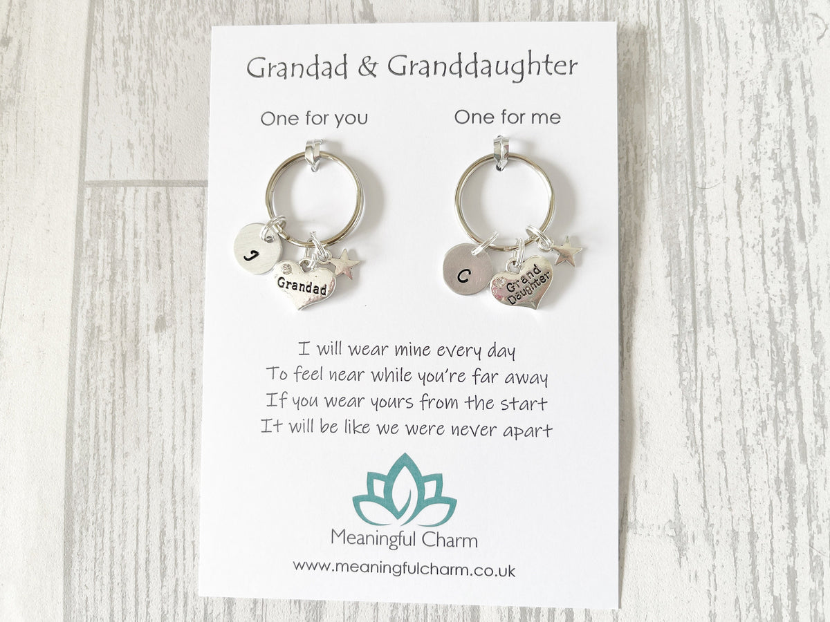 Grandad & Granddaughter Keyring Set | Matching Keepsake Gift