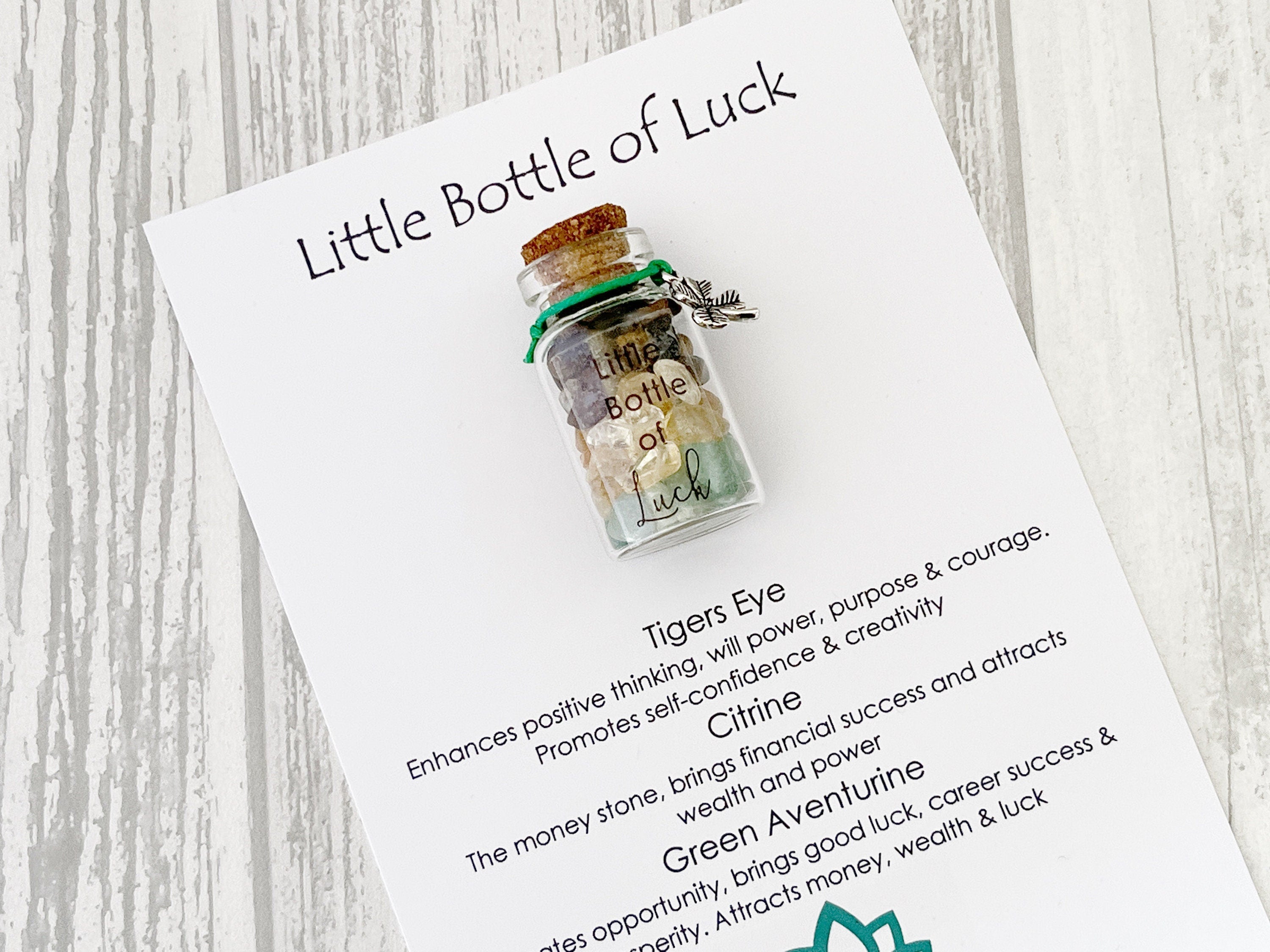 Little Bottle of Luck | Crystal Good Luck Gift | Tiger's Eye, Citrine & Green Aventurine