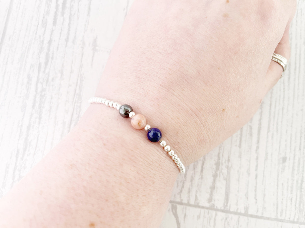 Sterling Silver Inner Calm Crystal Bracelet | Balance, Grounding and Resilience Gifts