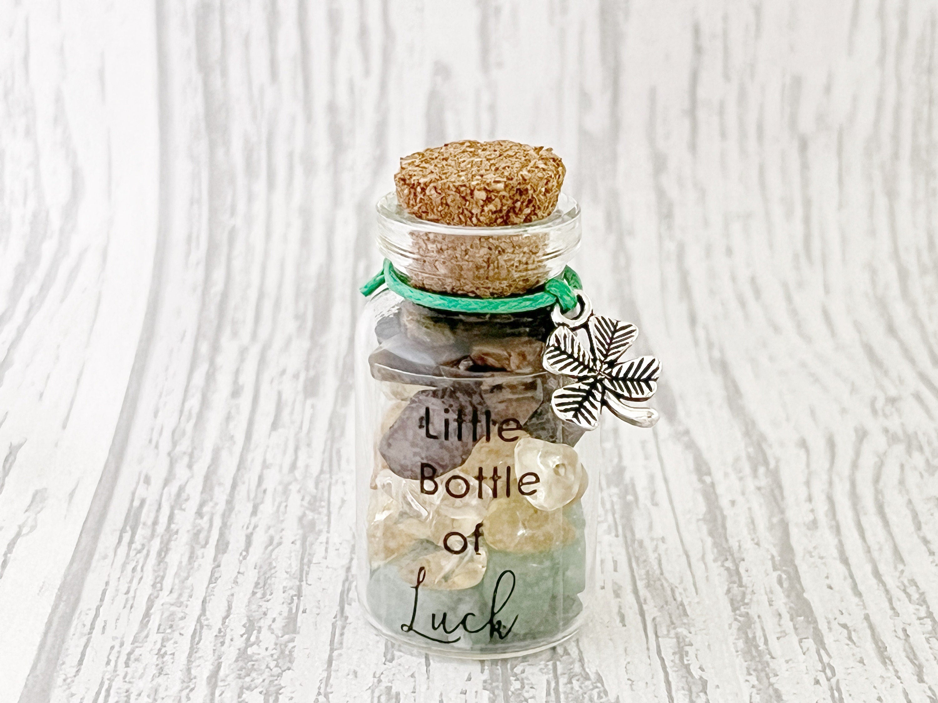 Little Bottle of Luck | Crystal Good Luck Gift | Tiger's Eye, Citrine & Green Aventurine