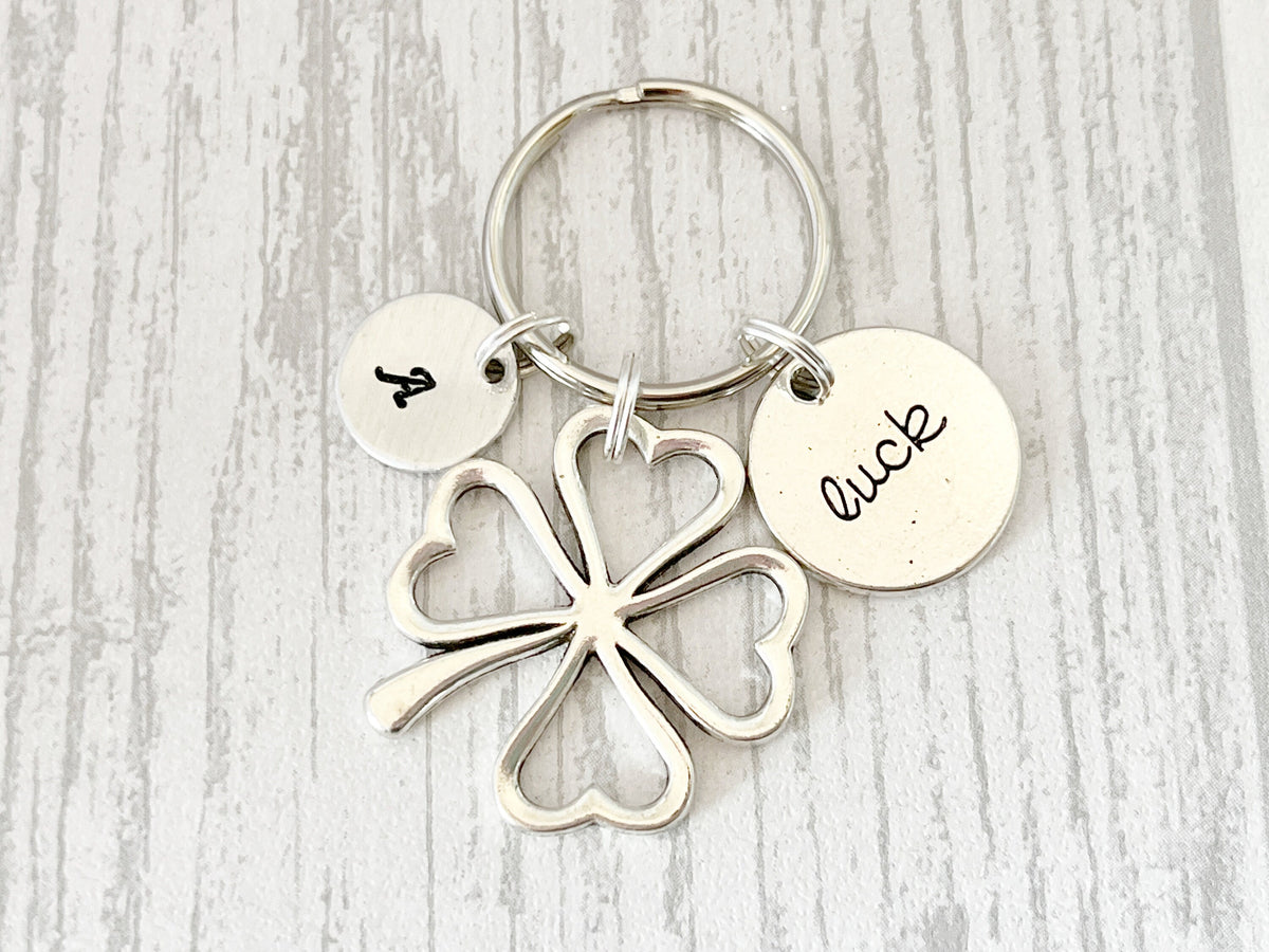 Four Leaf Clover Keyring | Lucky Charm | Personalised Good Luck Gift