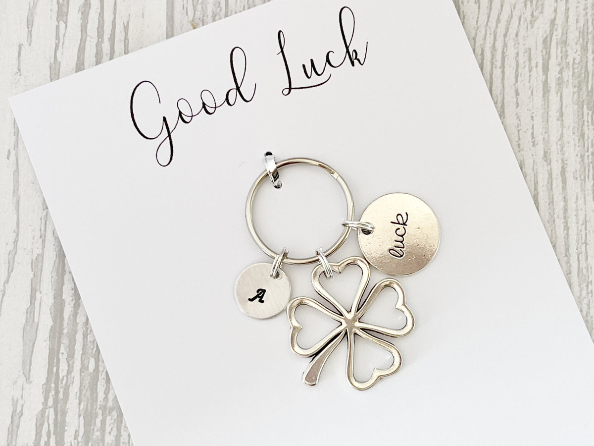 Four Leaf Clover Keyring | Lucky Charm | Personalised Good Luck Gift