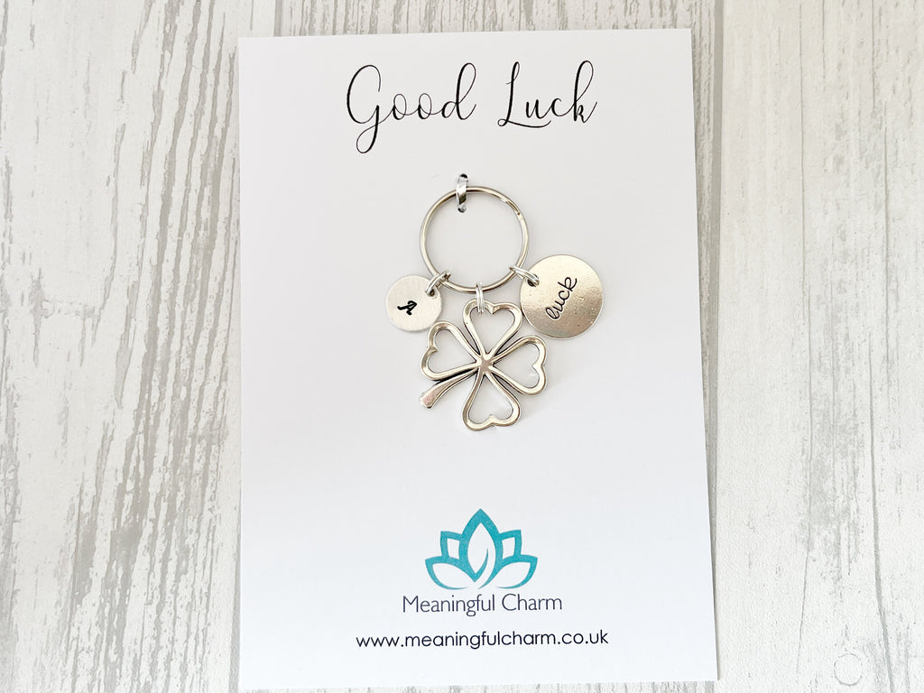 Four Leaf Clover Keyring | Lucky Charm | Personalised Good Luck Gift