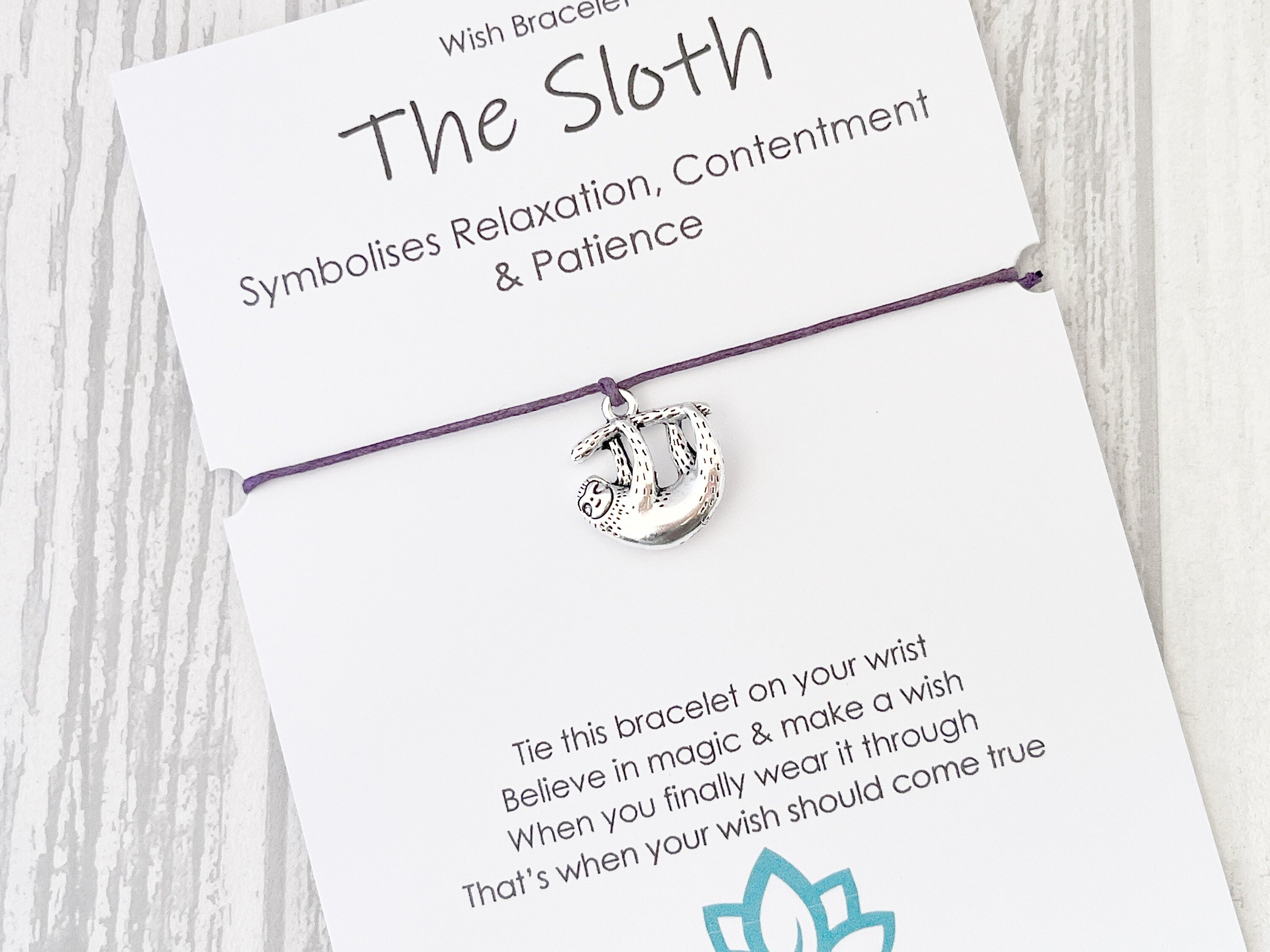 Sloth Wish Bracelet: Antique Silver Charm, Inspirational Gift