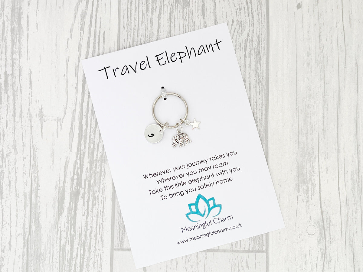 Travel Elephant Keyring | Personalised Good Luck Travelling Gift