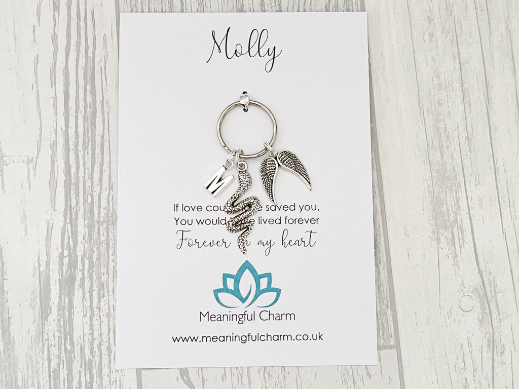 Snake Memorial Keyring | Pet Loss Gift | Personalised Keepsake