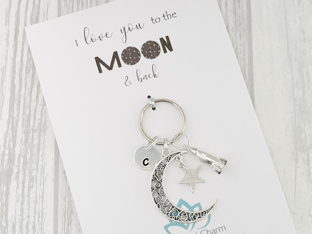 Love You to the Moon Keyring | Personalised Moon and Back Gift