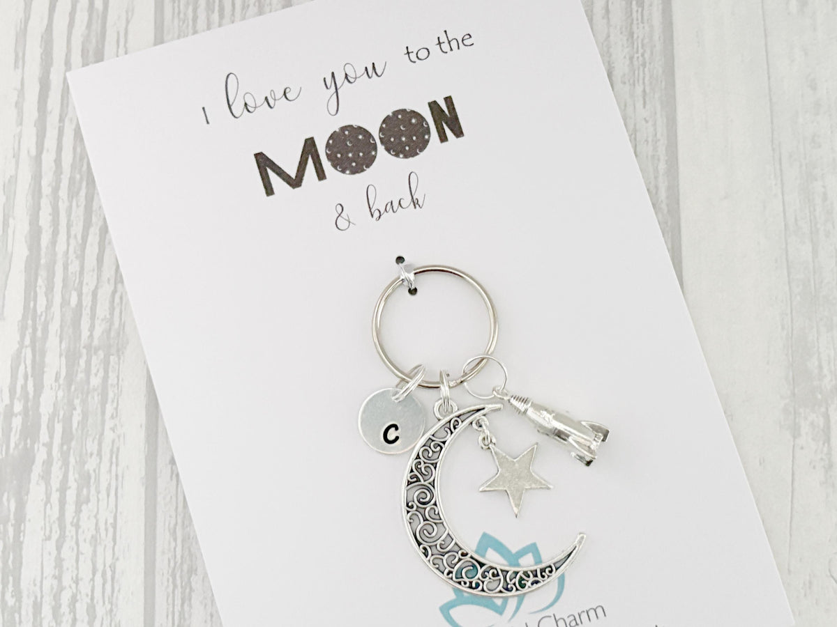 Love You to the Moon Keyring | Personalised Moon and Back Gift