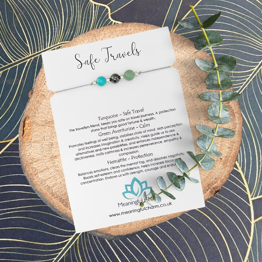 Safe Travels Crystal Bracelet | Adjustable Gemstone Travel Gift