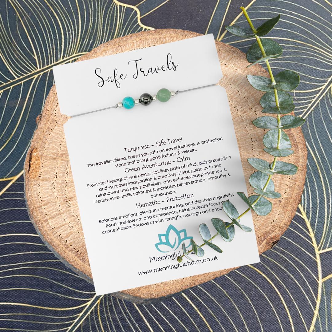 Safe Travels Crystal Bracelet | Adjustable Gemstone Travel Gift