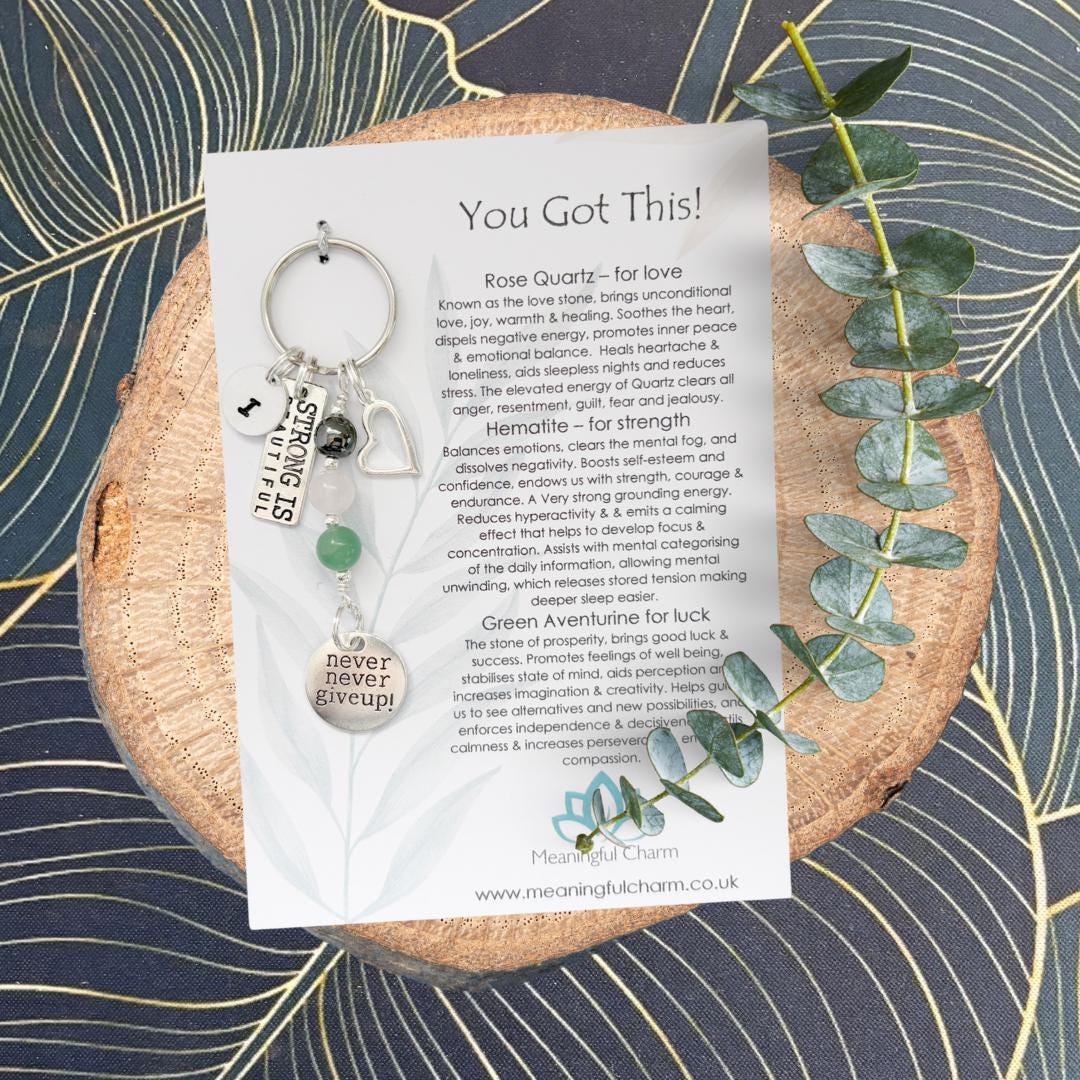 You Got This Keyring | Personalised Initial & Gemstone Motivational Support Gift