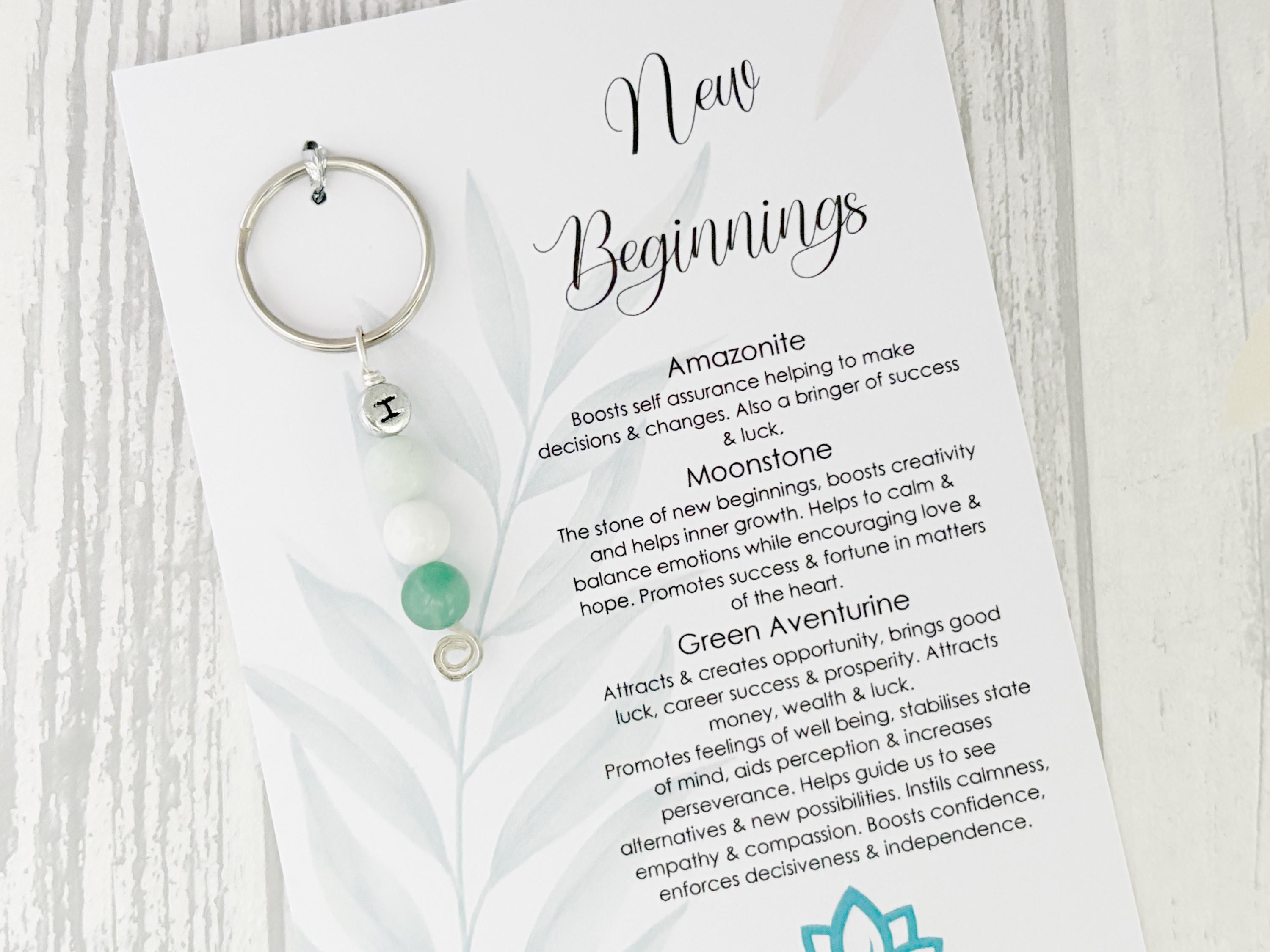 Personalised New Beginnings Crystal Keyring | Good Luck Charm Gift