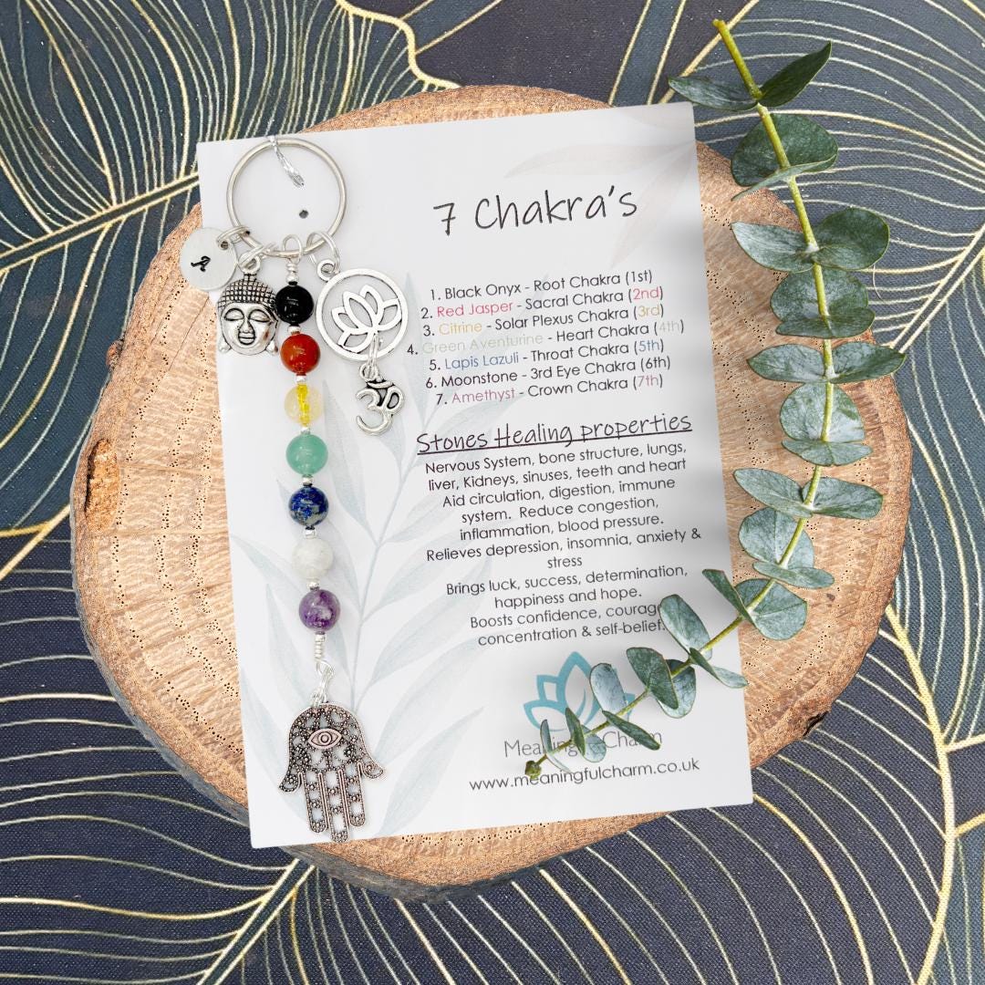 The Core of Seven Chakra Keyring | Spiritual Crystal Gift | Sacred Spirit