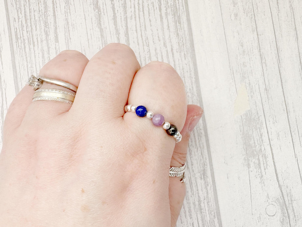 Sterling Silver Inner Calm Crystal Ring for the change | Balance, Grounding and Resilience Gifts