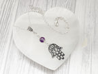 Sacred Spirit | Crystal Hamsa Hand Necklace | Protective Silver Gemstone Pendant