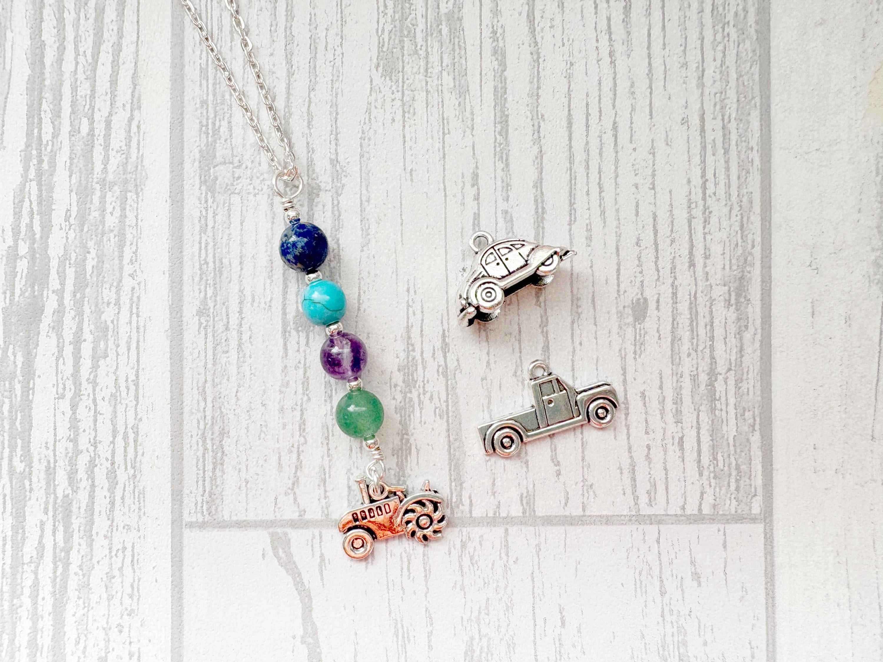 Safe Travels Tractor Mirror Charm | Crystal Rear View Charm Gift