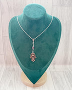 Sacred Spirit | Crystal Hamsa Hand Necklace | Protective Silver Gemstone Pendant