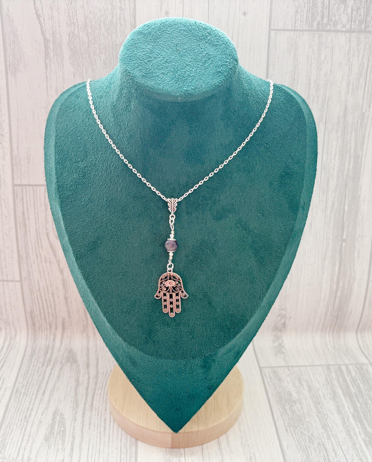 Sacred Spirit | Crystal Hamsa Hand Necklace | Protective Silver Gemstone Pendant